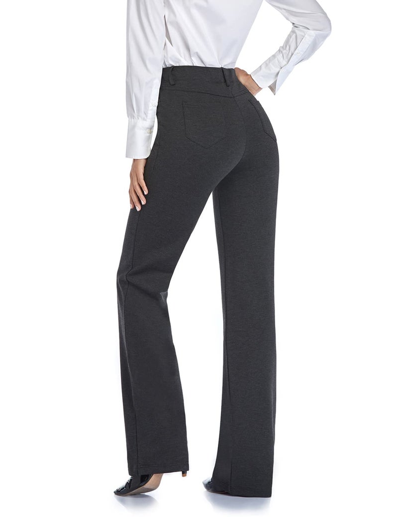 Tapata Women's 28''/30''/32''/34'' Stretchy Bootcut Dress Pants with Pockets Tall, Petite, Regular for Office Work Business 34", Charcoal, XL - Image 2